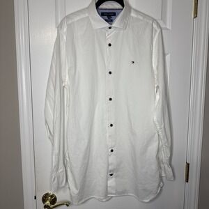 Ivy League aesthetic Tommy Hilfiger White Slim-Fit Coupe Etroite Large